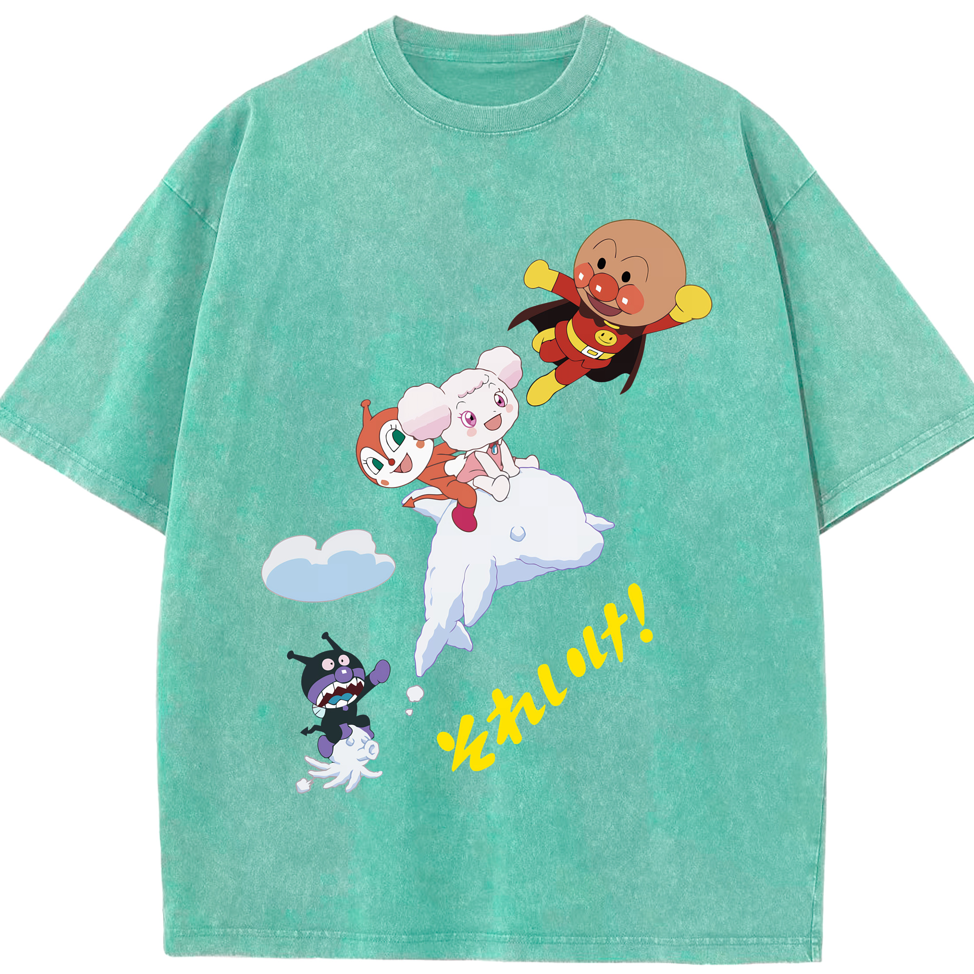 （画像用） アンパンマン Anpanman 綿100% ヴィンテージ風 半袖Tシャツ（フロントプリント）